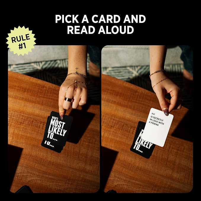 Who's Most Likely To... 100% NEW Cards | Group Party Game | Ages 17+ | 250 Cards, Adults and Teens Game, Game Night, Girls Night, Pregames, Birthdays, Game Gift Idea, Bachelorette Parties