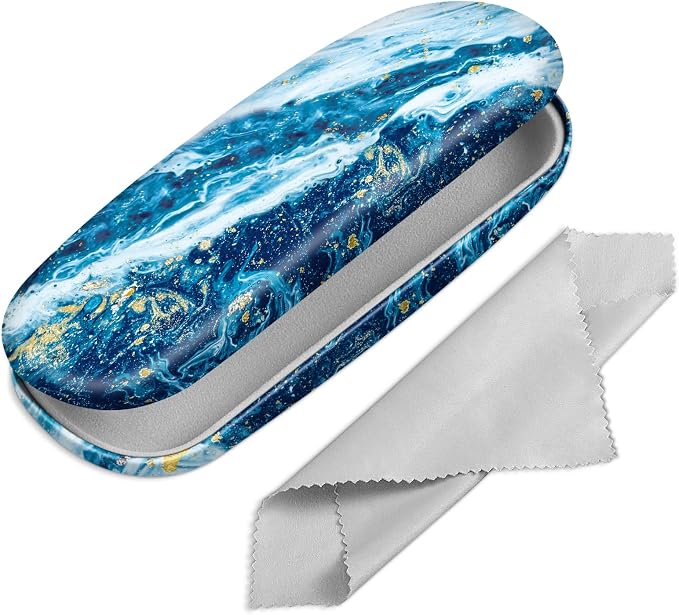 FINTIE Hard Shell Eyeglasses Case, Portable Protective Glasses Cover Eyeglass Holder Box with Cleaning Cloth for Men Women