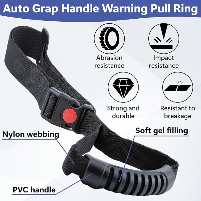 ecocstm Car Adjustable Grab Handles, Car Handle Strap Assist for Elderly | Car Door Handle, Safety Handle Portable Vehicle Support Grab Bar for Trucks, SUVs, Vans, Cars and ATVs (Black)