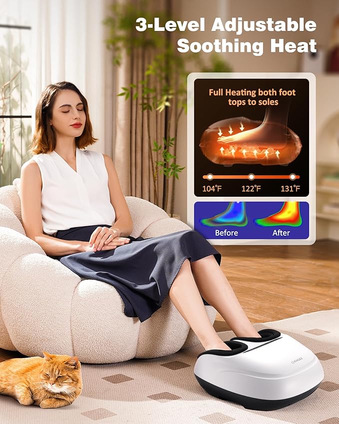 Shiatsu Foot Massager Machine with Heat & Remote, 2026 Upgraded Deep Kneading Feet Massager for Plantar Fasciitis & Neuropathy, 3 Heat Levels, Multi-Mode Massage, Auto-Off Timers, Gifts for Women Men
