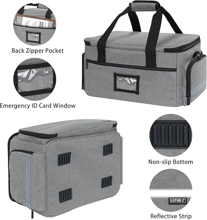 LEFOR·Z Medical Bag Home Health Nurse Bag Empty First Aid Storage Bag with Detachable Divider Medical Supplies Bag for Nursing Student,Therapist,Doctors(Grey)