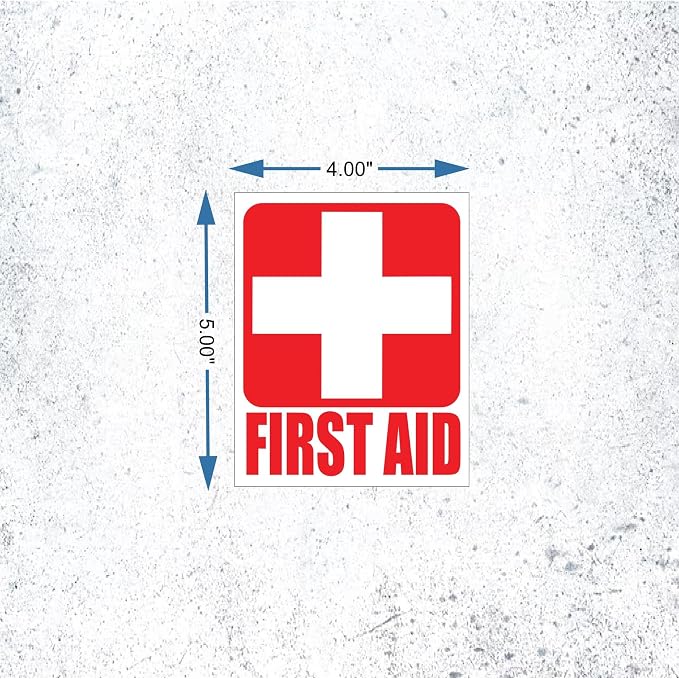 4PCS First Aid Kit Sticker Sign 5"x4"