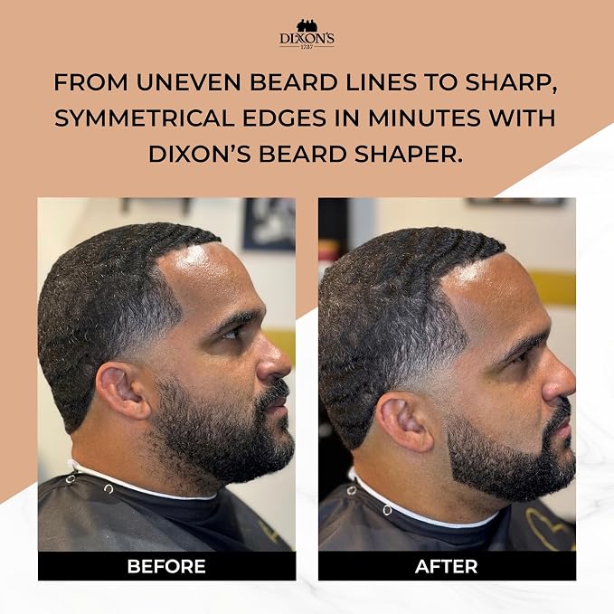 Dixon's 1737 Black Pro Beard Shaper for Men – Transparent Beard Line Up Tool with Comb Edges, Beard Template for Cheek Line, Neckline and Jawline Trimming