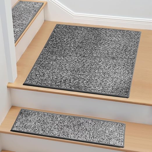 Non-Slip Carpet Stair Treads 1PCS, 30"x30" Peel and Stick Stair Runner for Wooden Steps Indoor, Washable Reusable Adhesive Backing, Pet-Friendly Safety Mats for Kids, Elders, Dogs