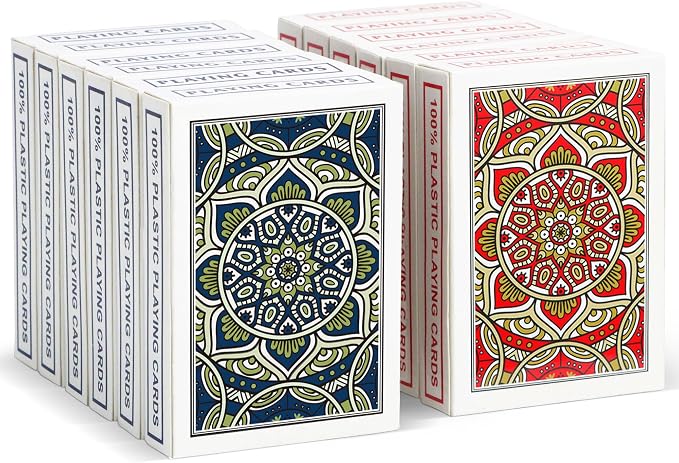 12 Pack Playing Cards Bulk,Plastic Playing Cards Waterproof Poker Size Cards, Jumbo Large Print for Adults and Seniors,12 Deck of Cards for Fun Card Games