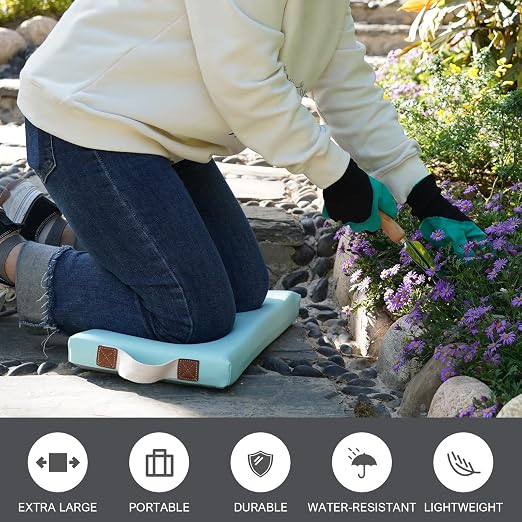 HappyPicnic Waterproof Garden Kneeling Pad, 2in Thick, Green, 1 Pack | Soft High-density Foam knee support, with Handle, Easy to Clean, Non-slip, for Gardening, Yoga, Prayer, Housework, Exercise