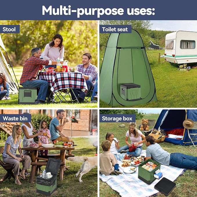 Portable Folding Camping Toilet, Compact Collapsible Outdoor Commode Potty