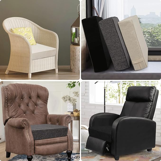 BUYUE Thickened Chair Lifting Cushion for Elderly 20" x 20" x 5", Original Woven Fabric High-Density Foam Recliner Chair Pad Couch Armchair Seat Cushion, Brown
