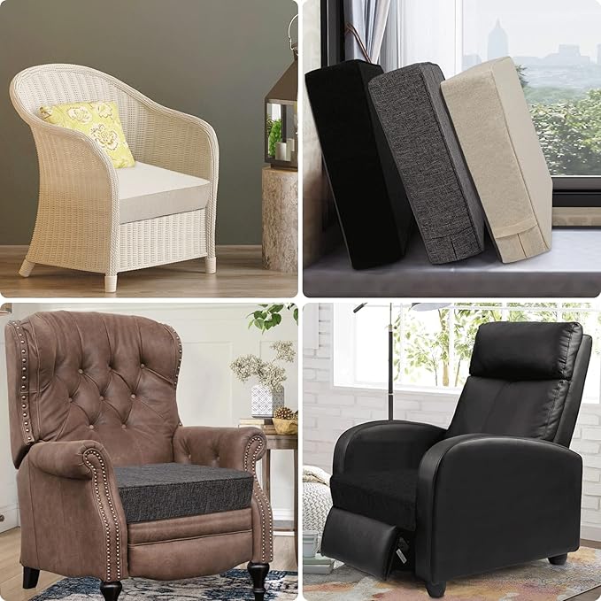 BUYUE Chair Lifting Cushion for Elderly 20" x 20" x 3", Friendly Woven Fabric High-Density Foam Recliner Chair Pad Couch Armchair Seat Cushion, Gray
