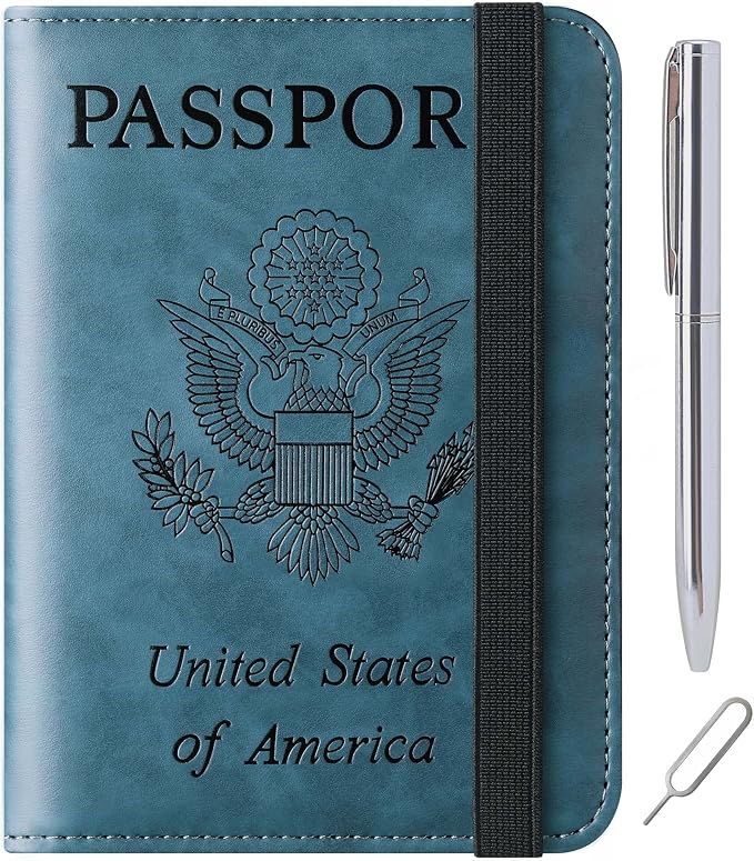LOHASLIFE Passport Holder for Travel Essentials, Passport Cover Wallet | Leather Rfid Blocking Card Case, Travel Accessories, Vacation Luggage Must Haves, for Men Women