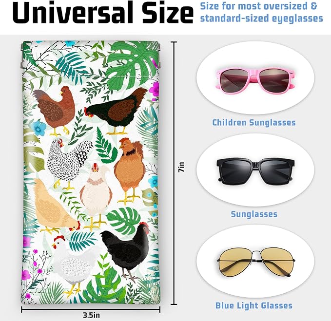 Soft Sunglasses Eyeglass Glasses Case,7x3.5inch Portable PU Leather Squeeze Top Holder Bag Pouch for Women Men