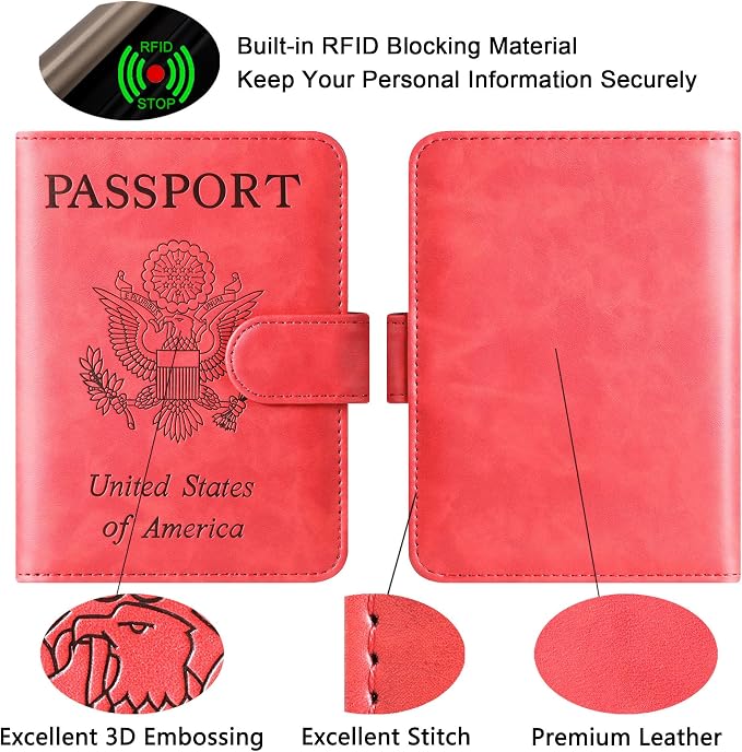 LOHASLIFE Passport Holder for Travel Essentials, Passport Cover Wallet | Leather Rfid Blocking Card Case, Travel Accessories, Vacation Luggage Must Haves, for Men Women