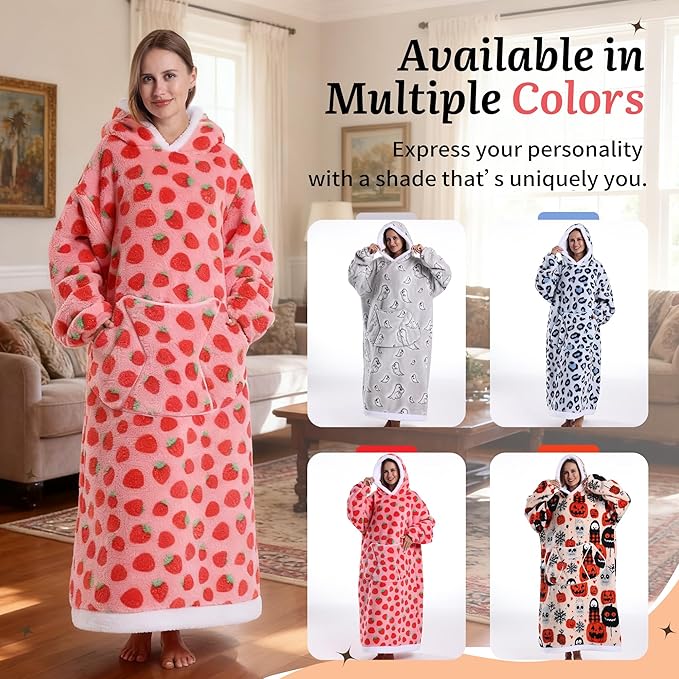 Blanket Hoodie, Long Hooded Blanket Sweatshirt as Birthday Gifts for Women Men, Long Wearable Blanket for Women Men.