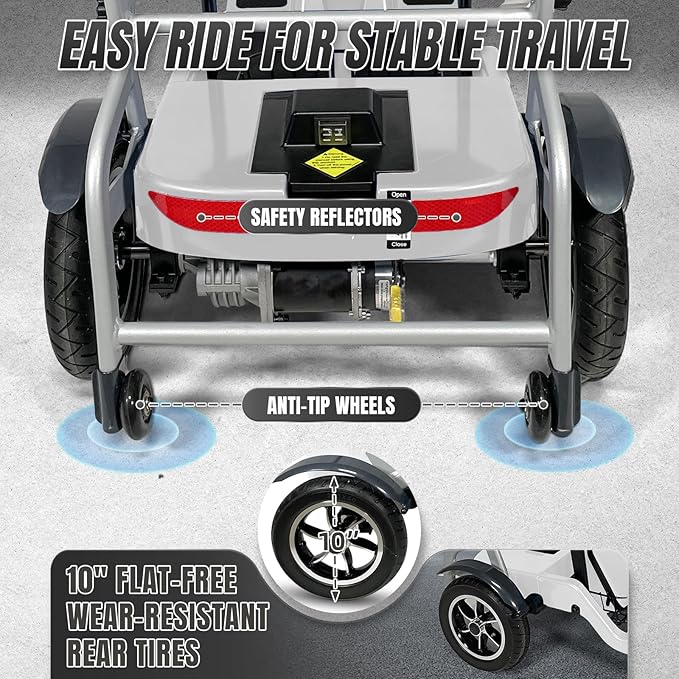 R3b-Mobility Scooters for Seniors Adults Ultra Lightweight 37.5 Ibs Electric Powered Folding 4 Wheel Mobility Scooter with Cup Holder, Compact & Convenient for Travel Airline Approved, White
