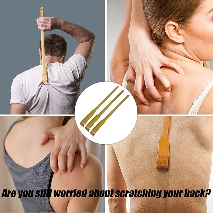 3 Pcs Bamboo Back Scratcher Bamboo Back Scratchers 17 Inch Long Handle Back Scratchers for Adults Men Women (16.5 inches)