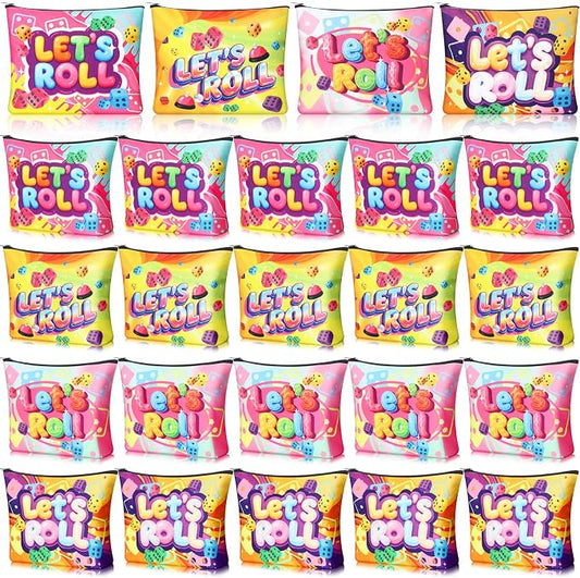 20 Pcs Bunco Gifts for Women Bunco Makeup Bags Let's Roll Game Makeup Bags Casino Lover Gifts Travel Zipper Pouch Dice Game Present Birthday Present for Women Players