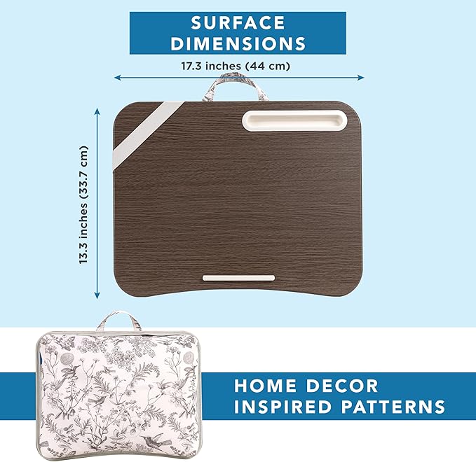LAPGEAR Designer Lap Desk – Hummingbird Toile, 2-Pack with Storage Basket