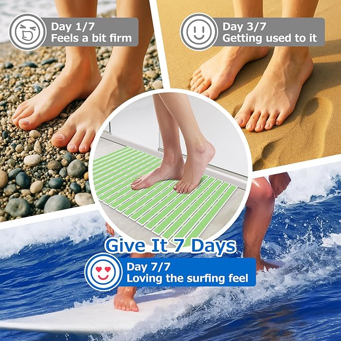Non Slip Rubber Bathtub & Shower Mat - Fast Drain & Upright Drying Design, Strong Suction Cups, Structured Textured Surface, Low-Maintenance Bathroom Safety Mat, 27 x 16 Inch, Mint Green, Matace