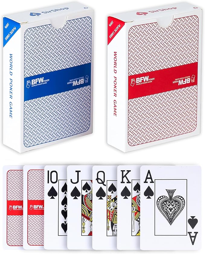 Playing Cards 2 Pack,Waterproof Playing Cards，Large Playing Cards for Adults, Seniors and Low Vision People,Plastic Playing Cards for Blackjack, Euchre, Canasta and Family Game Nights