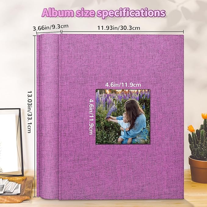 Artfeel Photo Album 4x6 with 1000 Pockets,Slip-in Picture Albums,Linen Cover Memory Book with Front Window,White Page Vertical Photo Book for Wedding,Family,Anniversare,Baby,Vacation