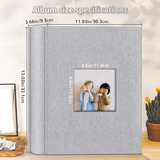 Artfeel Photo Album 4x6 with 1000 Pockets,Slip-in Picture Albums,Linen Cover Memory Book with Front Window,White Page Vertical Photo Book for Wedding,Family,Anniversare,Baby,Vacation