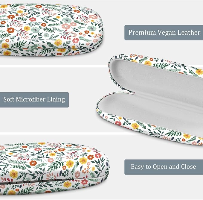 FINTIE Hard Shell Eyeglasses Case, Portable Protective Glasses Cover Eyeglass Holder Box with Cleaning Cloth for Men Women