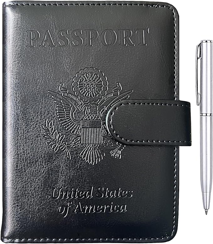 TIGARI Passport Holder for Travel Women Men, PU Leather Waterproof RFID Wallet Cover Case Sleeve, Valentines Day Gifts, Vacation Plane Cruise Travel Document Organizer Essentials