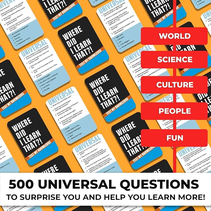 Trivia Card Games for Adults — Family Board Games for Teens and Adults | 500 General Knowledge Questions Trivia Cards with Answers – Fun Party Game for Family Game Night