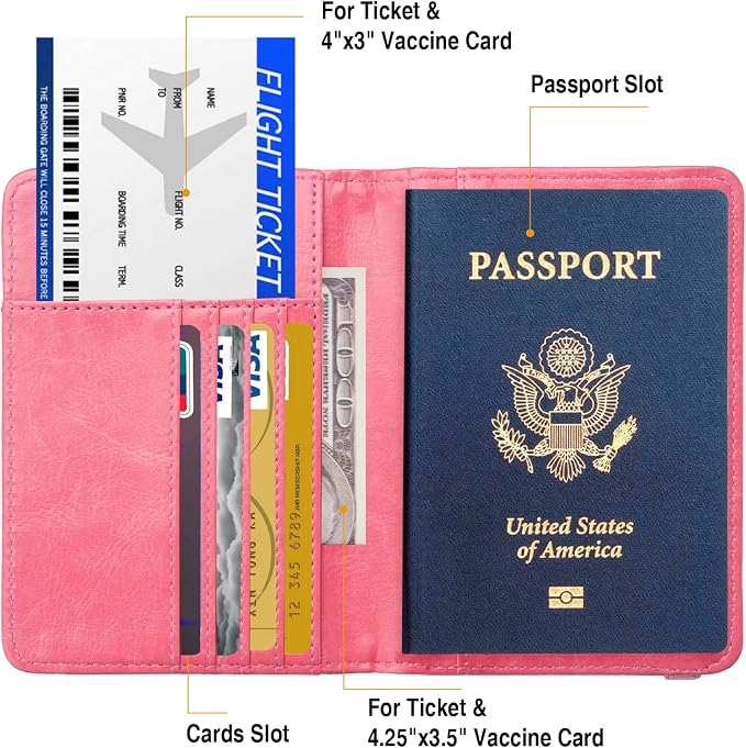Premium Passport Holder for Travel RFID Blocking Passport Cover Slim | Passport Cover for Women Men Leather US Passport Wallet Case for Travel Passport Book Cover Travel Document Organizer Carrier
