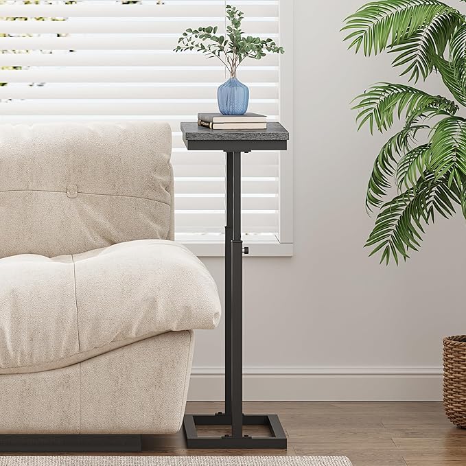 TUTOTAK End Table, Side Table, Tall Couch Table, Sofa Table, Set of 2 | for living Room, Bedroom, Grey TB01BY0832