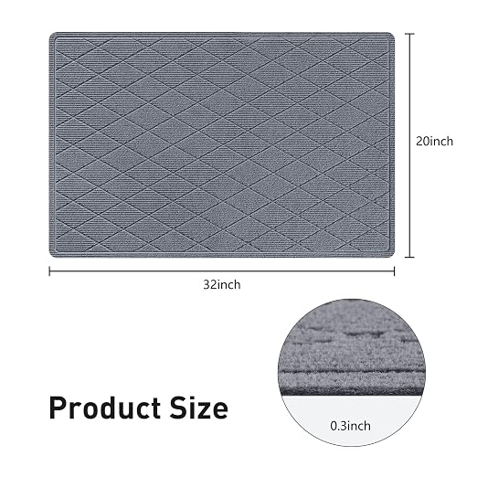 Stair Treads with Landing Rug for Wooden Steps Indoor, Peel and Stick Stair Treads Matching-Mat 20"X32" Stair Landing Slip Resistant Polyester Stair Rugs Non Slip for Seniors and Dogs,Grey Blue