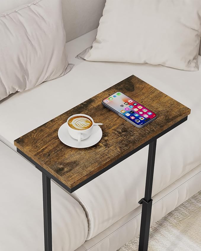TUTOTAK End Table, Side Table, Tall Couch Table, Sofa Table | for living Room, Bedroom, Brown TB01BB083