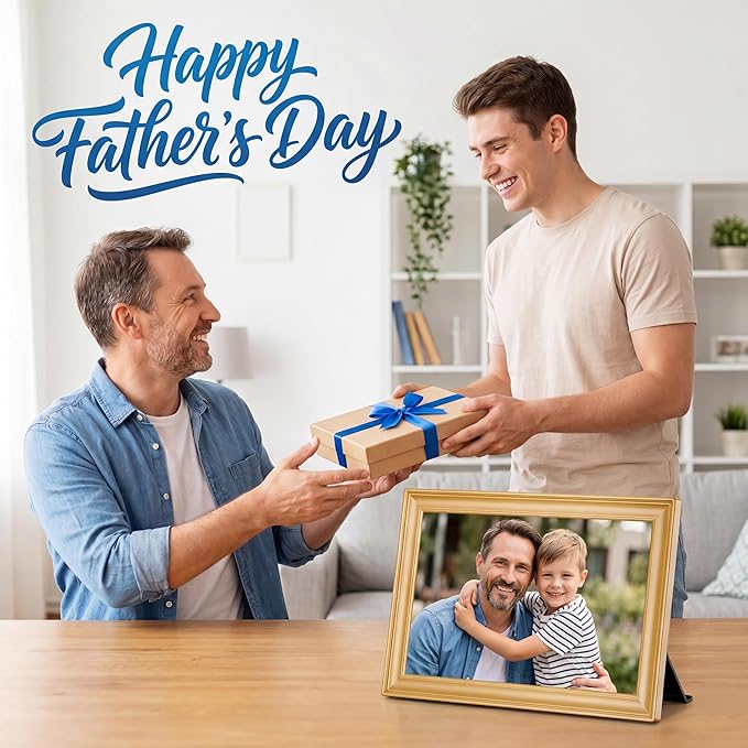 Frameo 10.1 Inch WiFi Digital Picture Frame, 1280x800 HD IPS Touch Screen Photo Frame Electronic, 32GB Storage, Auto-Rotate, Wall Mounted, Share Photos/Videos Instantly from Anywhere - Gold