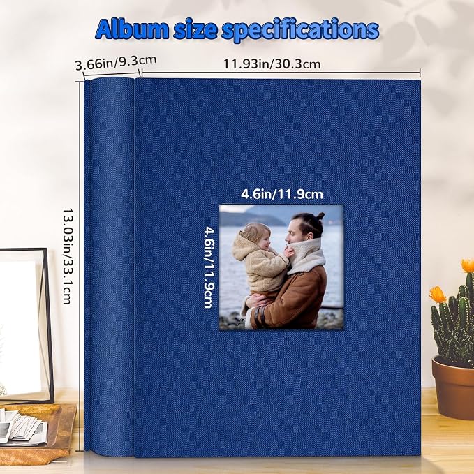 Artfeel Photo Album 4x6 with 1000 Pockets,Slip-in Picture Albums,Linen Cover Memory Book with Front Window,White Page Vertical Photo Book for Wedding,Family,Anniversare,Baby,Vacation