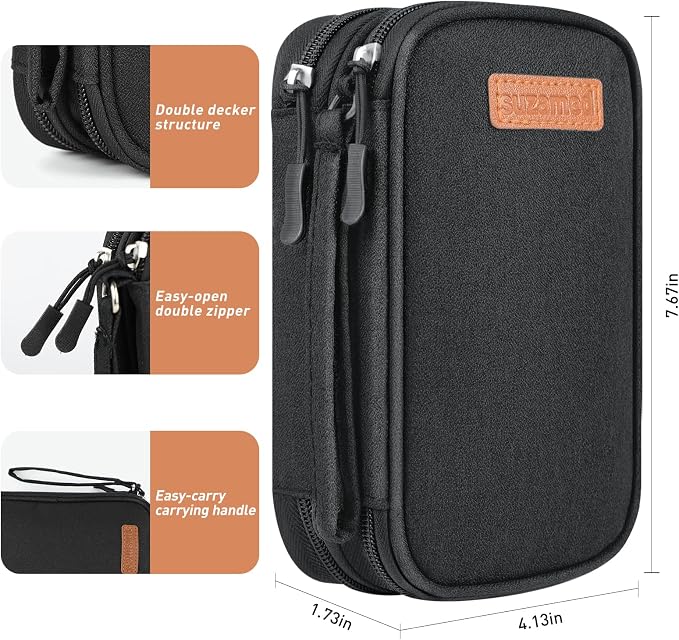 suzamed Insulin Cooler Travel Case, Double Layer Medicine Kit Diabetes Travel Case, Portable Medicine Organizer with 2Pack 150g Ice Pack TSA Approved for Insulin Pens Diabetic Supplies (Black)