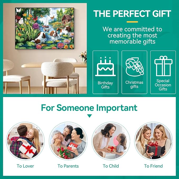 300 Piece Puzzles for Adults&Kids Large Piece, Summer Elderly Jigsaw Puzzles 300 Pieces – Dog Water Fun, Unique Artwork Perfection Game, Family Entertainment & Gift for Seniors(20.5" x 15")