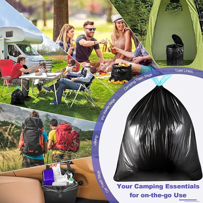 Lavender 50 Portable Toilet Bags with 50 Poo Gel Set, 8 Gallon | Camping Toilet Bags with Absorbent Gels Waste Bags, Portable Trash Bag for Camping Potty Rvs Travel