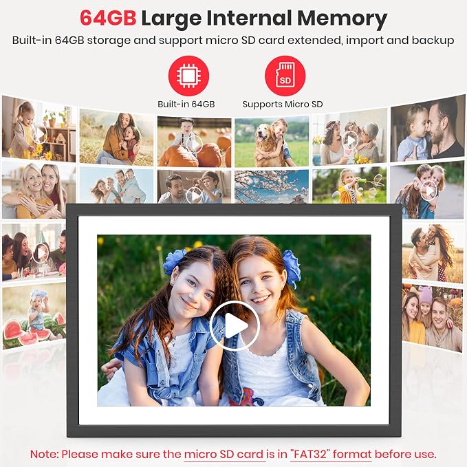 Frameo 2K 64GB Digital Picture Frame WiFi 10.1" Electronic Photo Frame FHD 1920 x 1200 IPS Touch Screen Share Moments Remotely Anywhere Photo Gifts for Mother Dad Grandparents Christmas