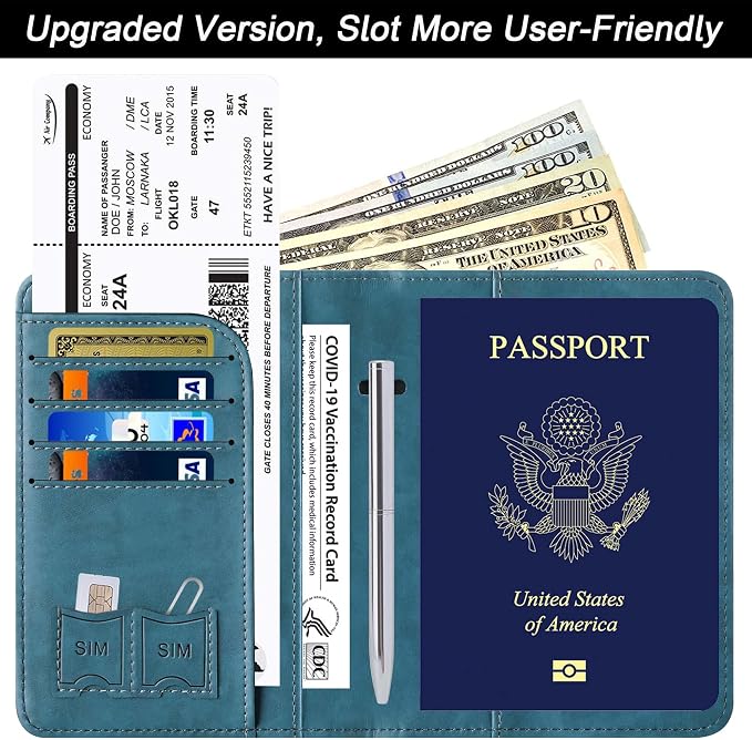 LOHASLIFE Passport Holder for Travel Essentials, Passport Cover Wallet | Leather Rfid Blocking Card Case, Travel Accessories, Vacation Luggage Must Haves, for Men Women