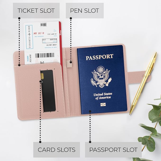 Beautiful Passport Holder for Travel – Cute Cover with Pen Holder to Keep Your Travel Documents Organized & Safe – Quality Passport Wallet for Women & Men and Great for Gifting