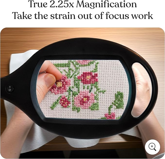 Brightech LightView Pro Magnifying Floor Lamp - Hands Free Magnifier with Bright LED Light for Reading - Work Light with Flexible Gooseneck - Standing Mag Lamp