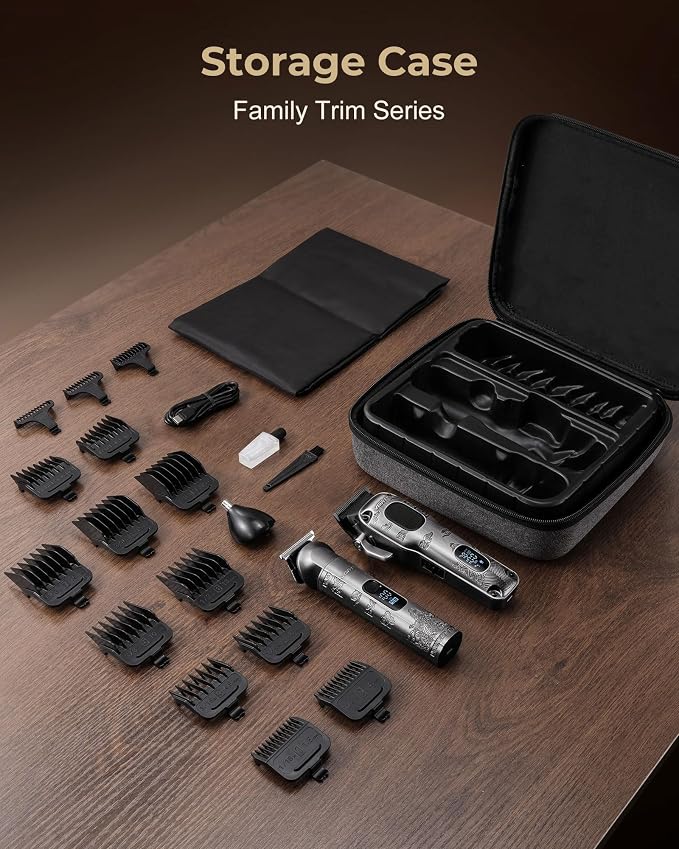 Hair Clippers for Men Professional, Cordless Hair Clippers for Hair Cutting, Mens Clippers and Trimmers Set, Electric Hair Trimmer for Men with Package Box | 7000RPM Grooming Kit with EVA Case, LED display, 14 Guide Combs (including Right & Left Ear Ta...