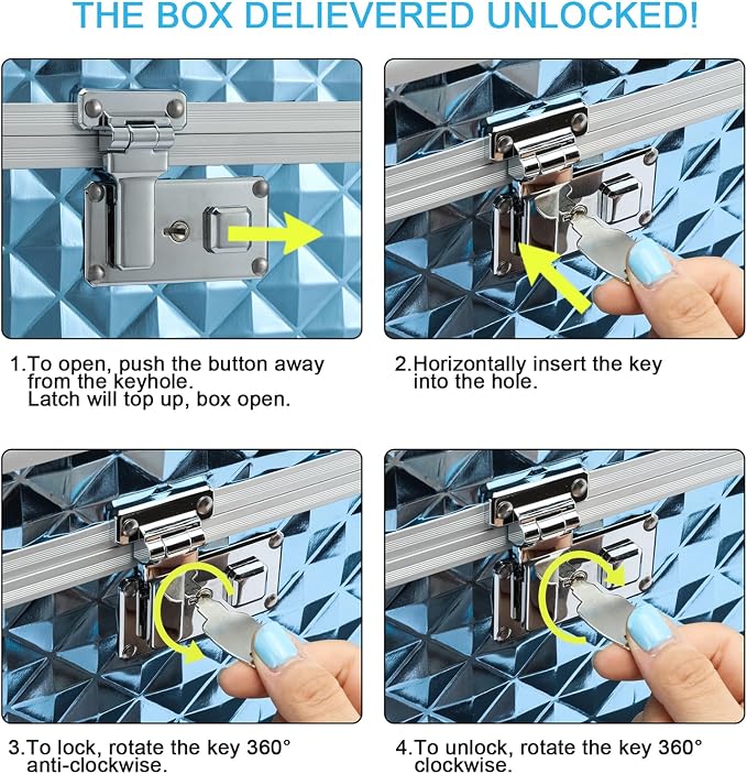 Storage Box with Key Lock, Lockable Medicine Storage Box, Empty First Aid Box, Security Lock Box, Multipurpose Locking Box for Home and Outdoor Use (Blue, Small)