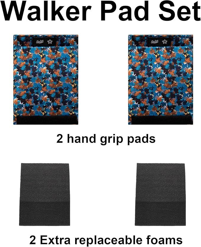SPRING SEAON Universal Walker Hand Grip Padded Covers Non-Slip Cushion Foam for Folding Wheelchair Rollator Crutch Handle Pads 2-Pack