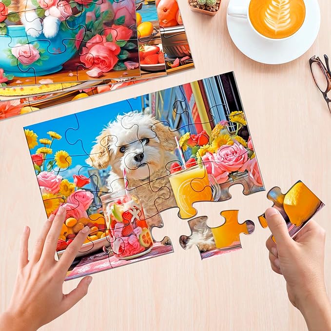 4 Pack 16 Large Piece Puzzle for Seniors, Alzheimer's Cognitive Jigsaw Puzzles for Elderly, for Dementia Easy Fun Puzzles Memory Game with 4 Storage Bags