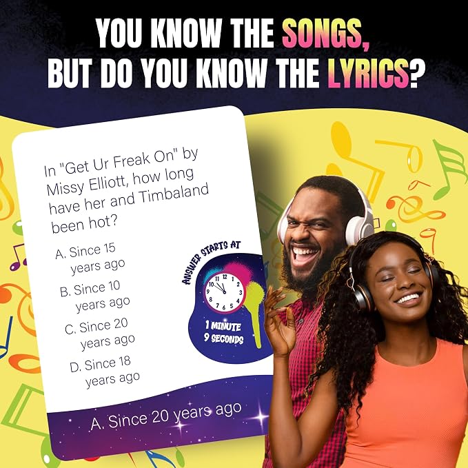 Lyric Legend 2000s Hip-Hop and Rap Music Trivia Game - Adult Games for Game Night - Good for Groups – Finish The Lyrics Party Game - Multiple Choice, Listen While You Play with Included Playlist!