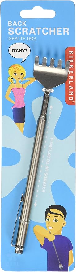 Kikkerland Telescoping Back Scratcher, Stainless Steel, Silver