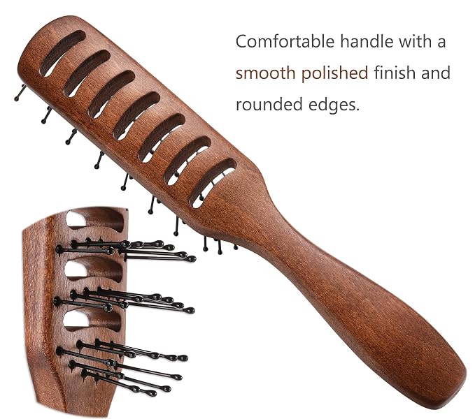 PERFEHAIR Vented Hair Brush for Blow Drying, Men's Vent Volumizing Hairbrush with Ball Tipped Bristles for Styling Dry, Wet, Short, Curly or Straight Hair