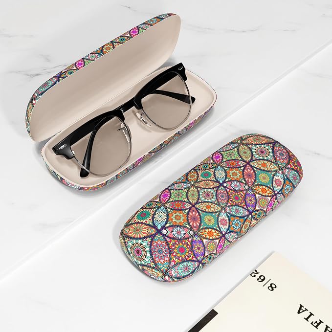 Eyeglasses Case, Portable Hard Shell Protective Case for Glasses, Eyeglass Holder Box for Women with Cleaning Cloth