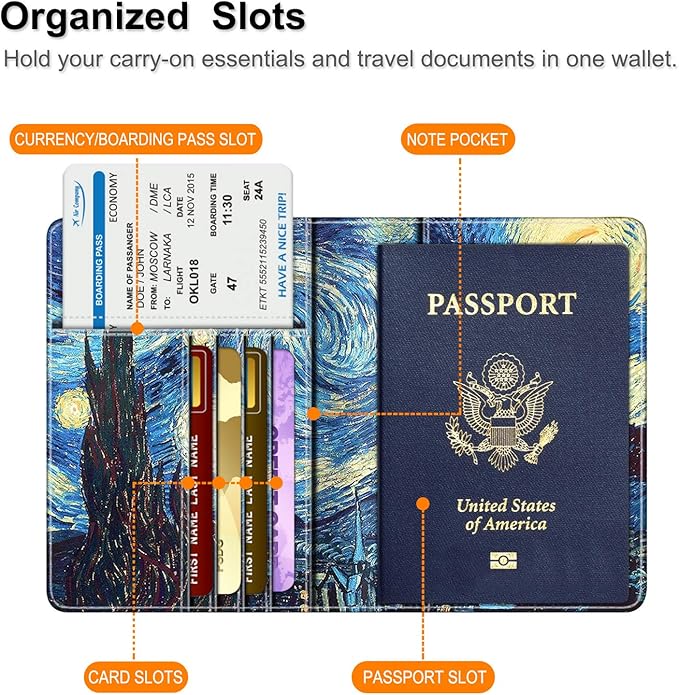 FINTIE Passport Holder, Slim Travel Wallet RFID Blocking Card Case Cover | Passport Cover Protector Essentials with Credit Card Slots, For Women/Men